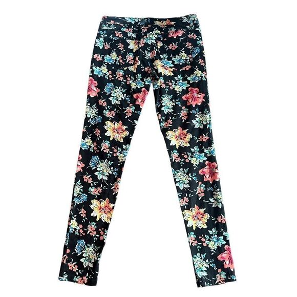 London Women's Size Large Floral Print Black Skinny Pants​​​​ - Picture 2 of 10
